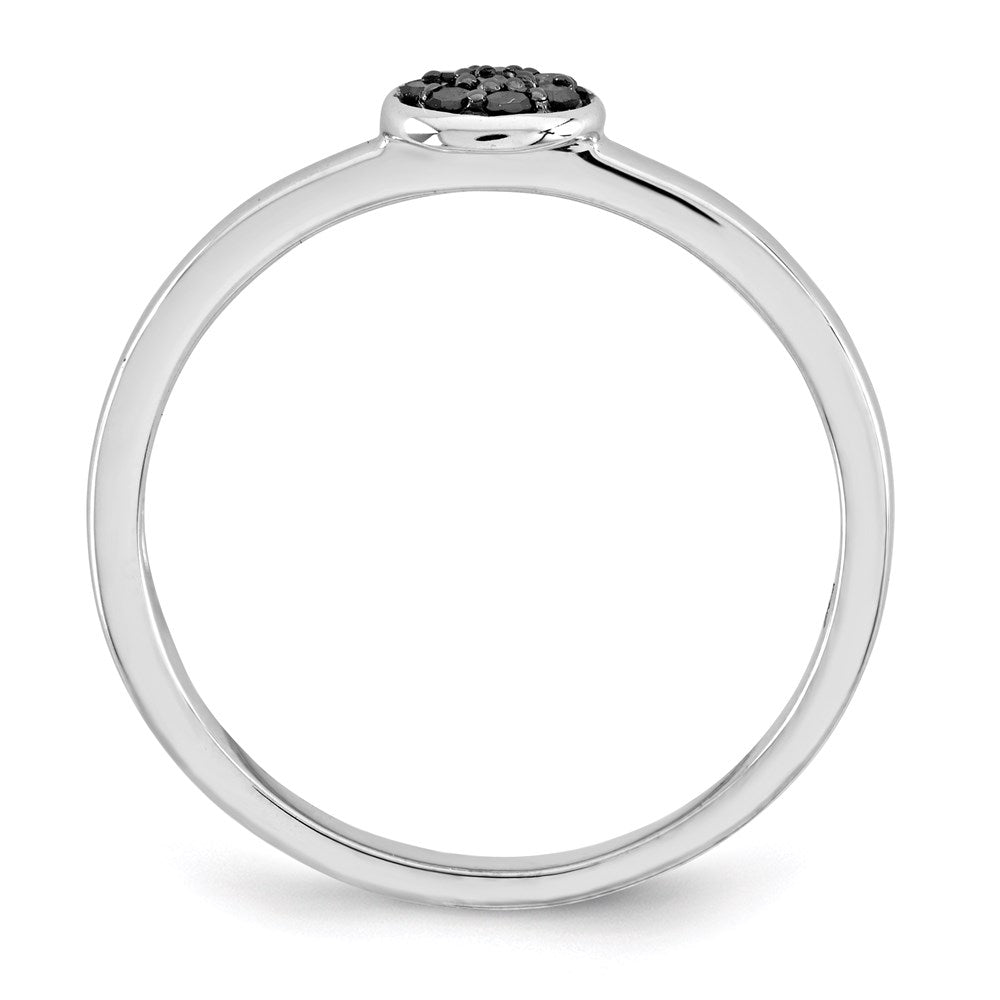 14K White Gold Black Real Diamond Ring