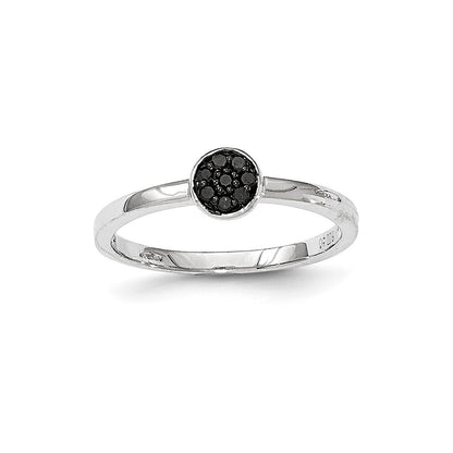 14K White Gold Black Real Diamond Ring