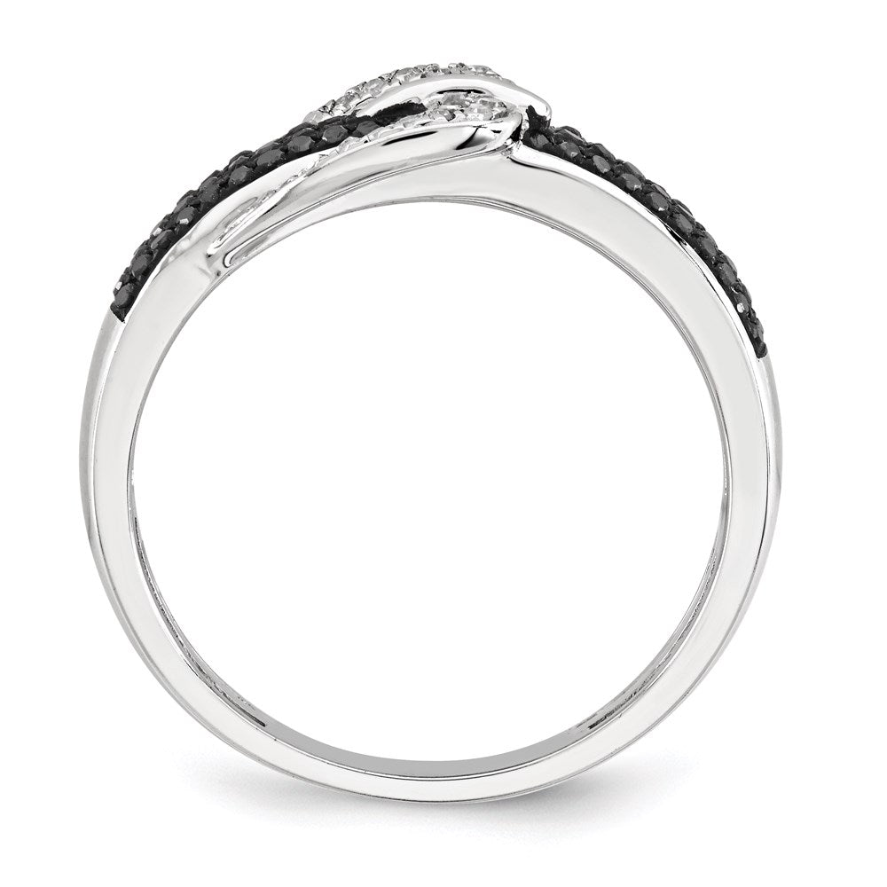 14k White Gold Black and White Real Diamond Buckle Fashion Ring