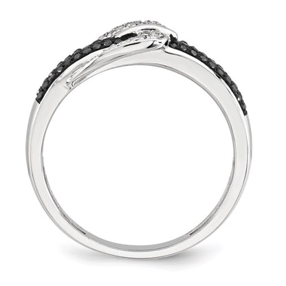 14k White Gold Black and White Real Diamond Buckle Fashion Ring