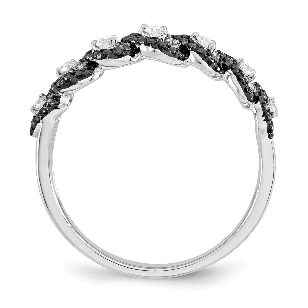 14k White Gold Black & White Real Diamond Ring