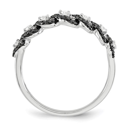 14k White Gold Black & White Real Diamond Ring