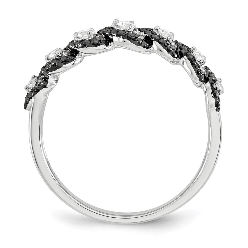 14k White Gold Black & White Real Diamond Ring