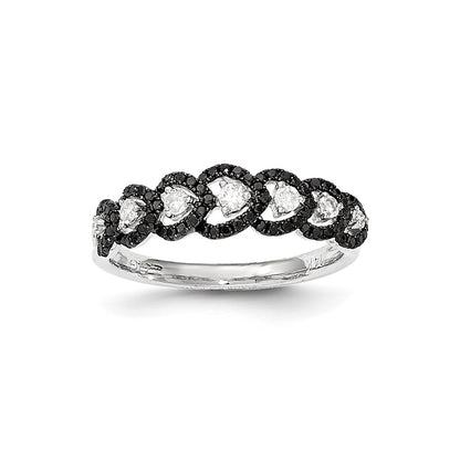 14k White Gold Black & White Real Diamond Ring