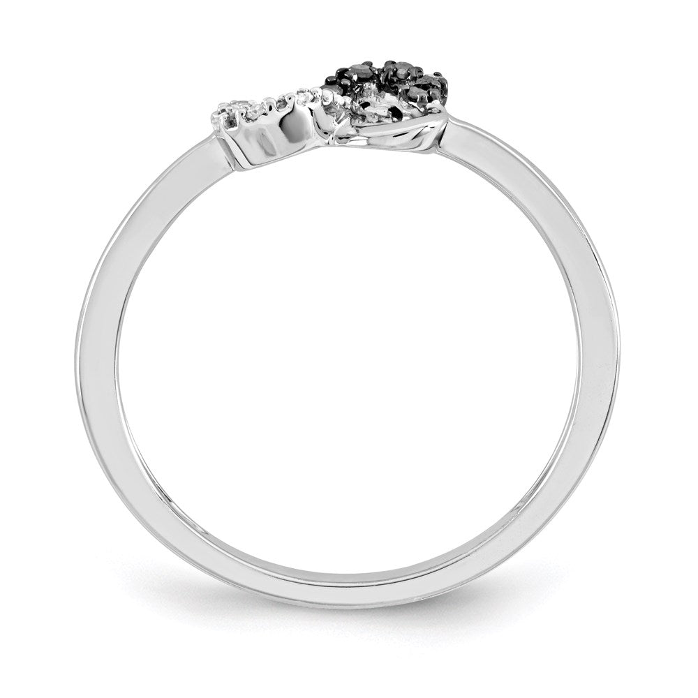 14k White Gold Black and White Real Diamond Heart Infinity Ring