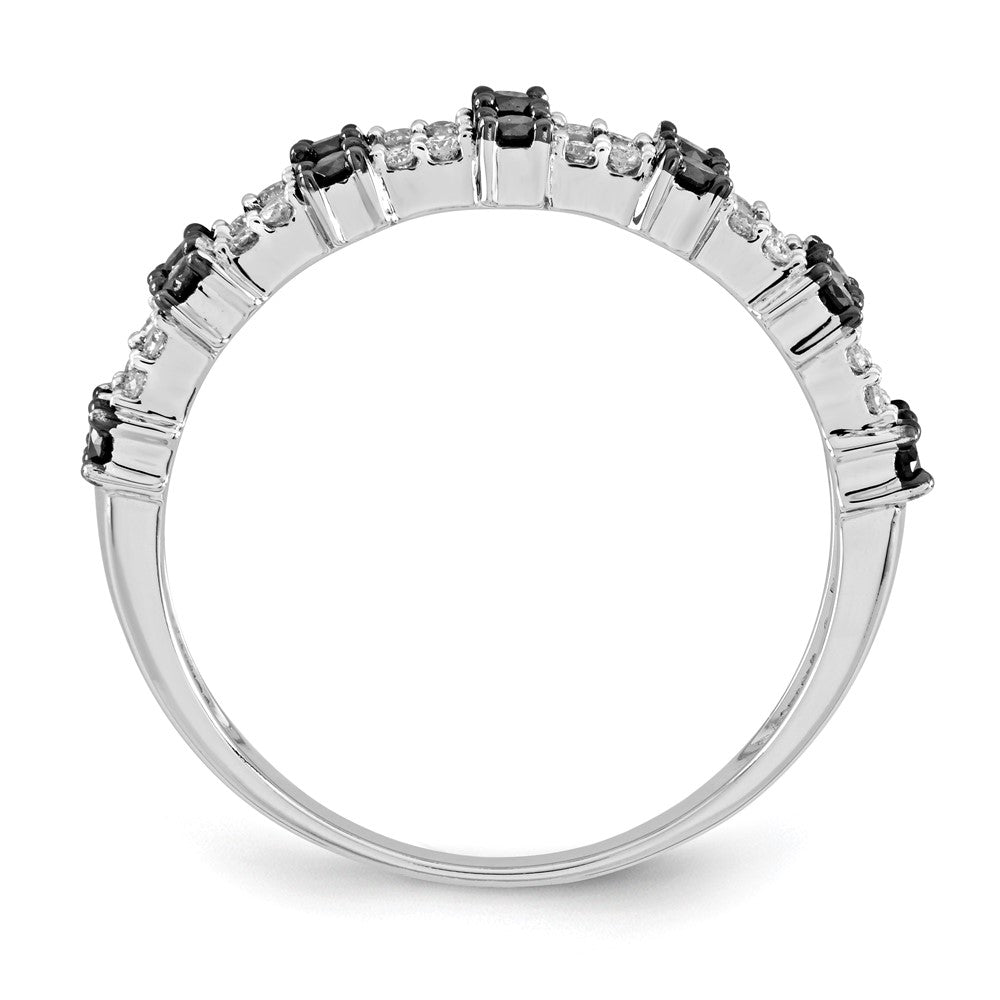14K White Gold Black & White Real Diamond Ring
