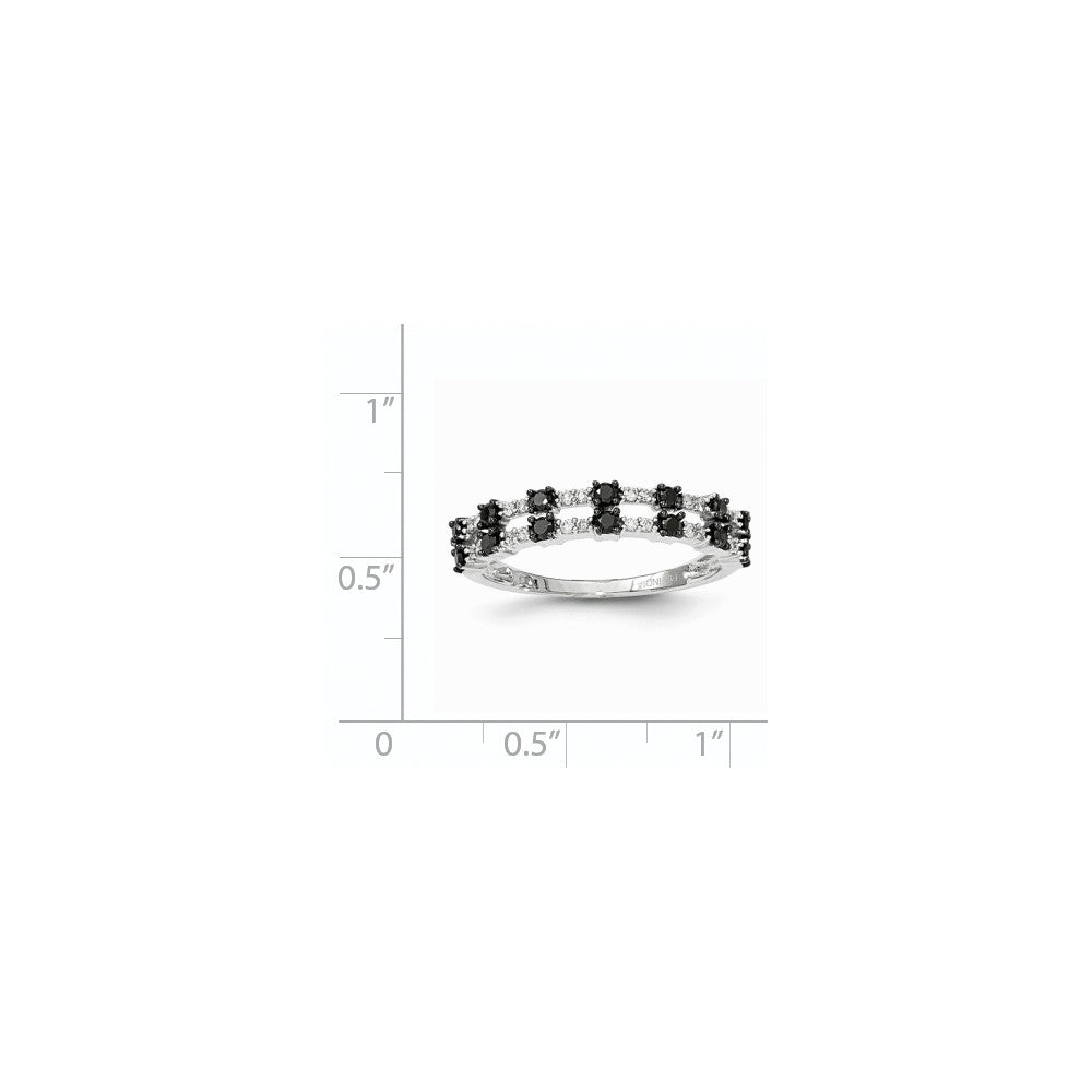 14K White Gold Black & White Real Diamond Ring