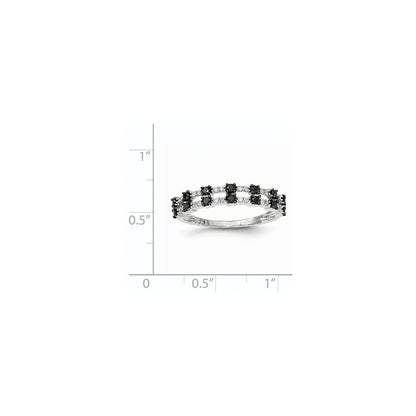 14K White Gold Black & White Real Diamond Ring