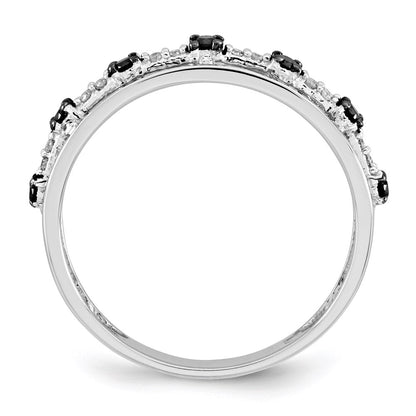 14K White Gold Black & White Real Diamond Ring