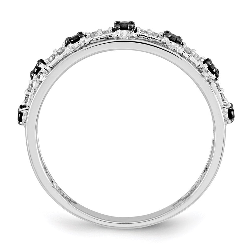 14K White Gold Black & White Real Diamond Ring