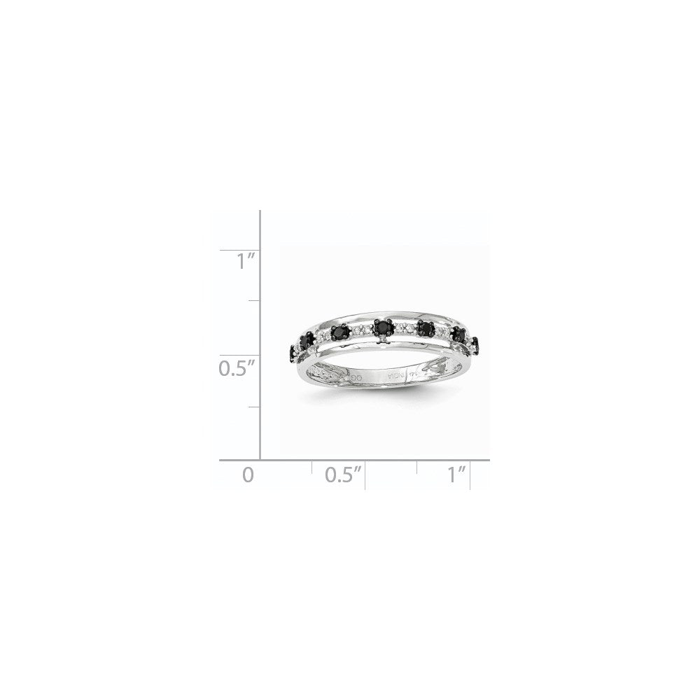 14K White Gold Black & White Real Diamond Ring