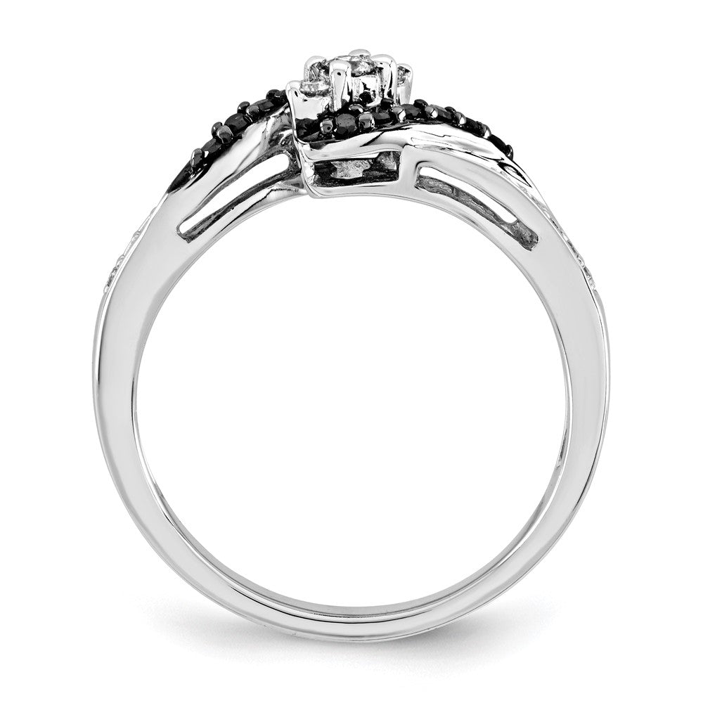 14k White Gold Black & White Real Diamond Ring