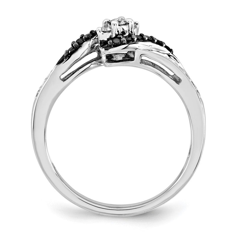 14k White Gold Black & White Real Diamond Ring