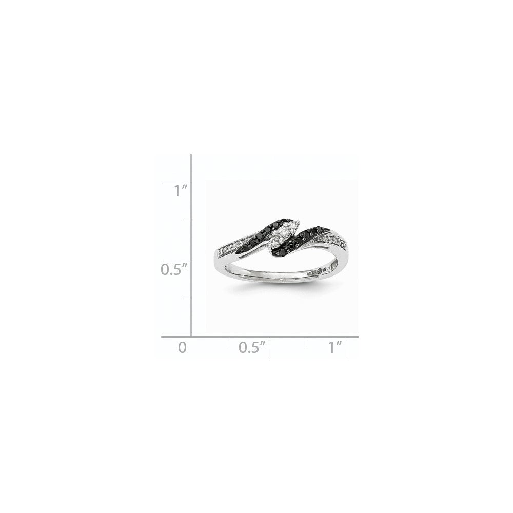14k White Gold Black & White Real Diamond Ring