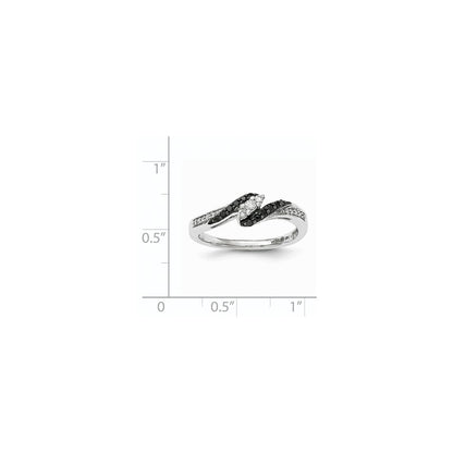 14k White Gold Black & White Real Diamond Ring