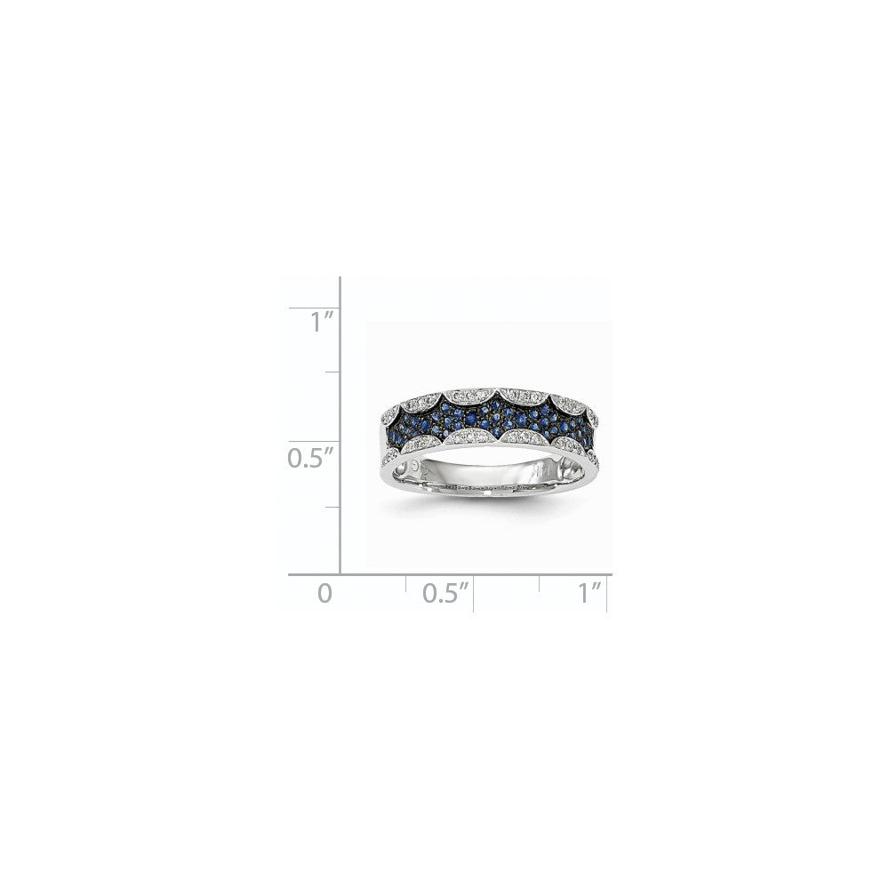 14k White Gold Real Diamond & Sapphire Ring