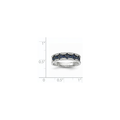 14k White Gold Real Diamond & Sapphire Ring