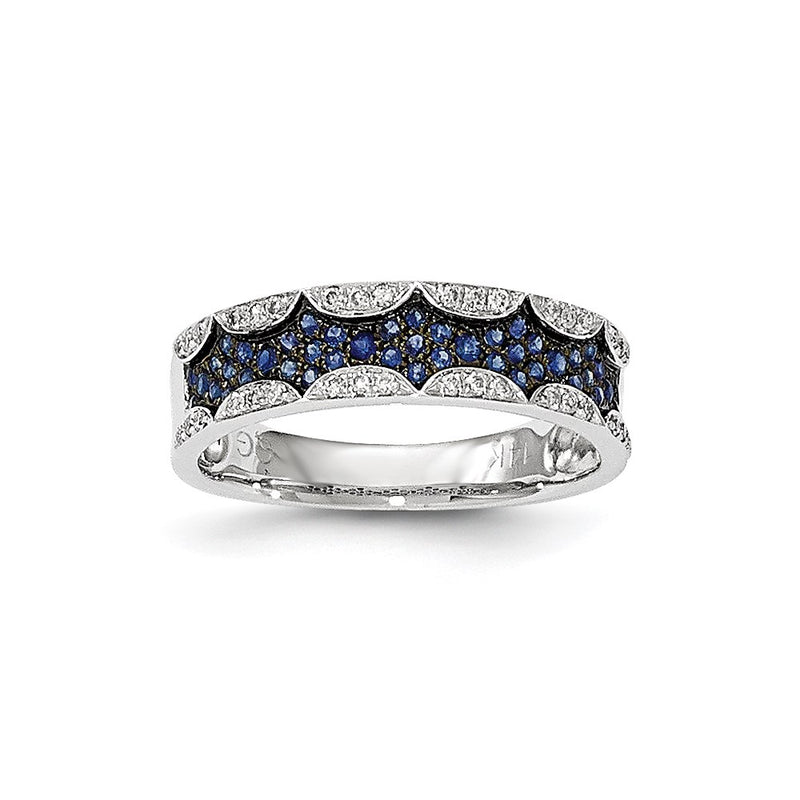 14k White Gold Real Diamond & Sapphire Ring