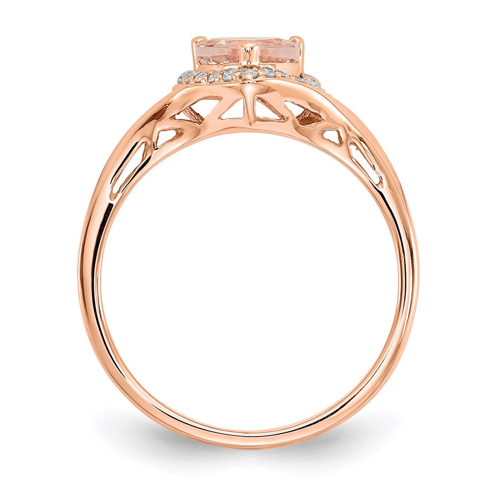 14k Rose Gold Morganite & Real Diamond Ring