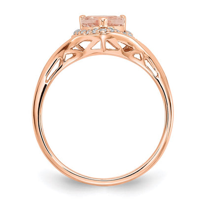14k Rose Gold Morganite & Real Diamond Ring