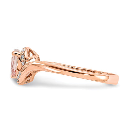 14k Rose Gold Morganite & Real Diamond Ring