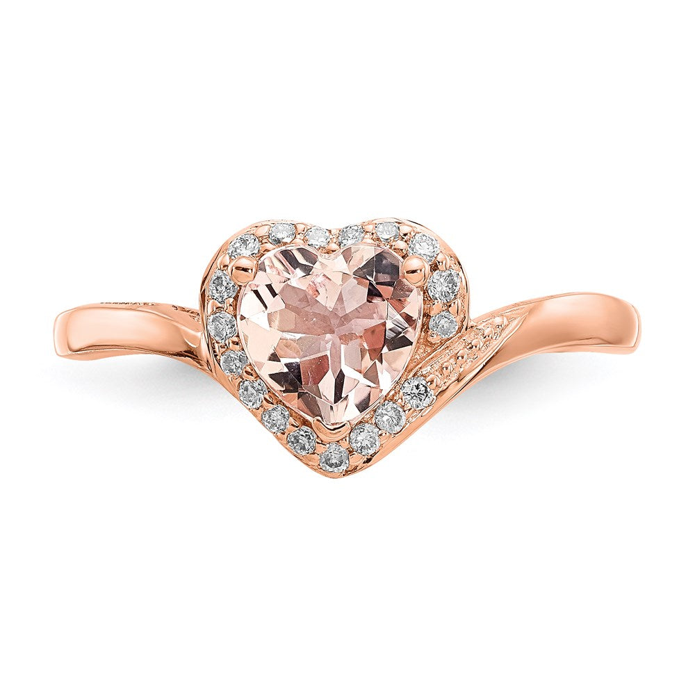 14k Rose Gold Morganite & Real Diamond Ring