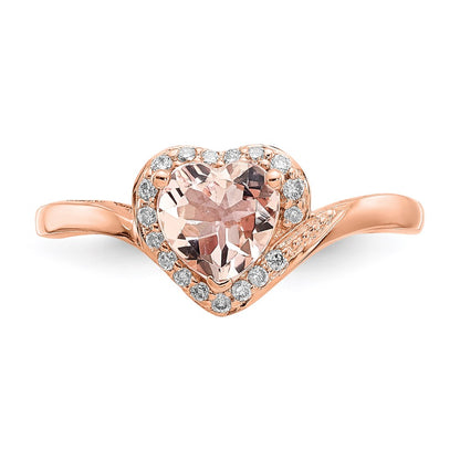 14k Rose Gold Morganite & Real Diamond Ring