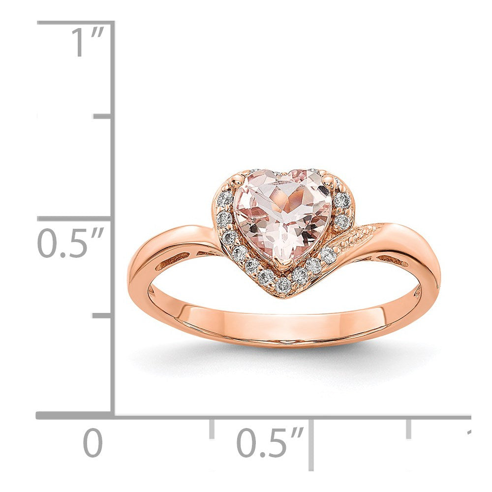 14k Rose Gold Morganite & Real Diamond Ring