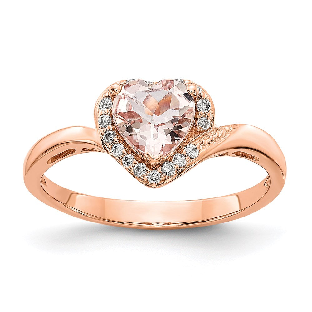14k Rose Gold Morganite & Real Diamond Ring