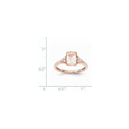 14k Rose Gold Morganite & Real Diamond Ring