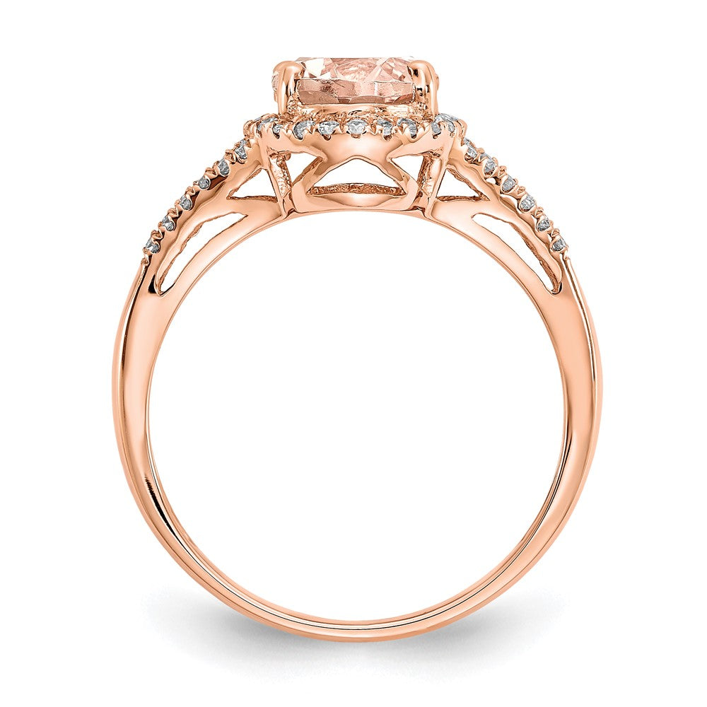 14k Rose Gold Morganite & Real Diamond Ring