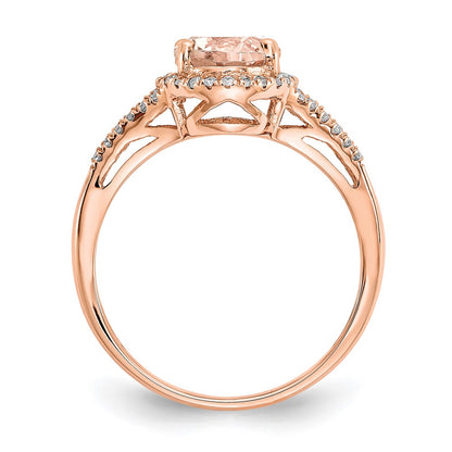 14k Rose Gold Morganite & Real Diamond Ring