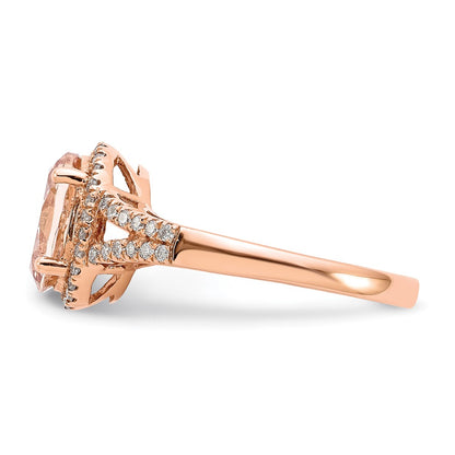 14k Rose Gold Morganite & Real Diamond Ring
