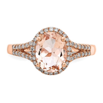 14k Rose Gold Morganite & Real Diamond Ring