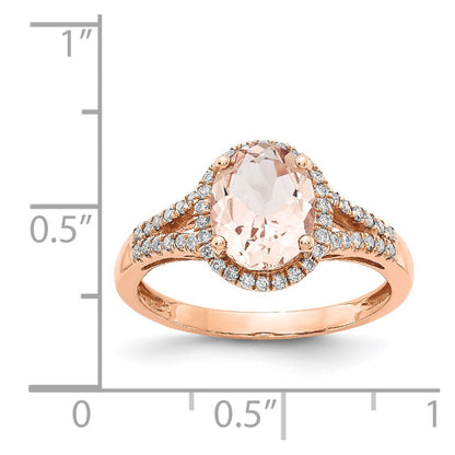 14k Rose Gold Morganite & Real Diamond Ring
