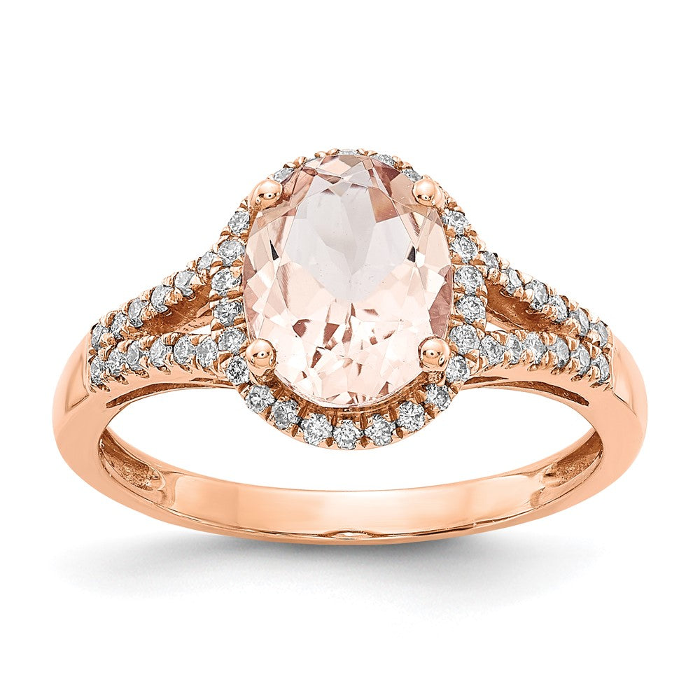 14k Rose Gold Morganite & Real Diamond Ring