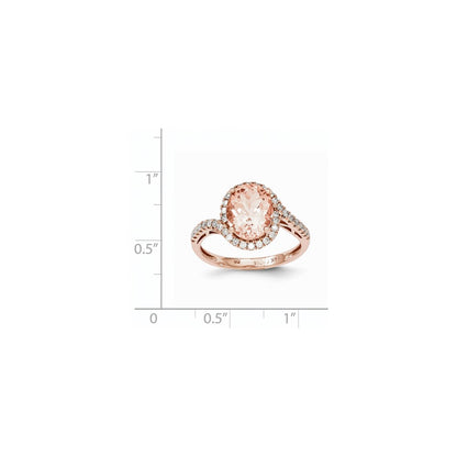 14k Rose Gold Morganite & Real Diamond Ring