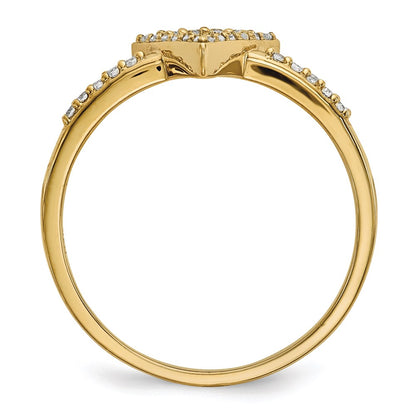 14K Yellow Gold Real Diamond Triangle Ring