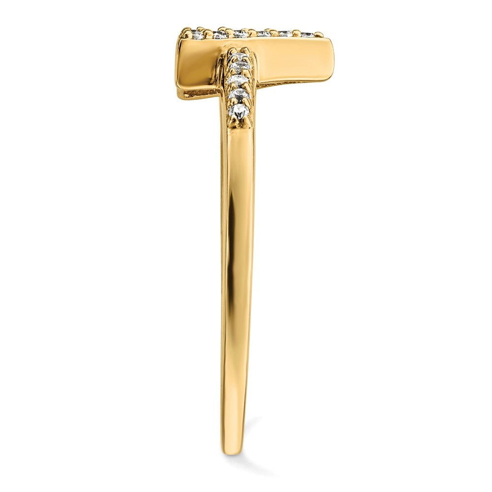 14K Yellow Gold Real Diamond Triangle Ring