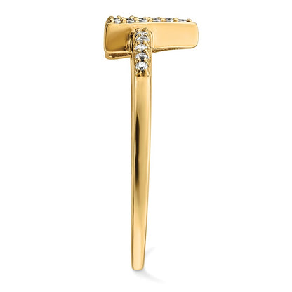 14K Yellow Gold Real Diamond Triangle Ring
