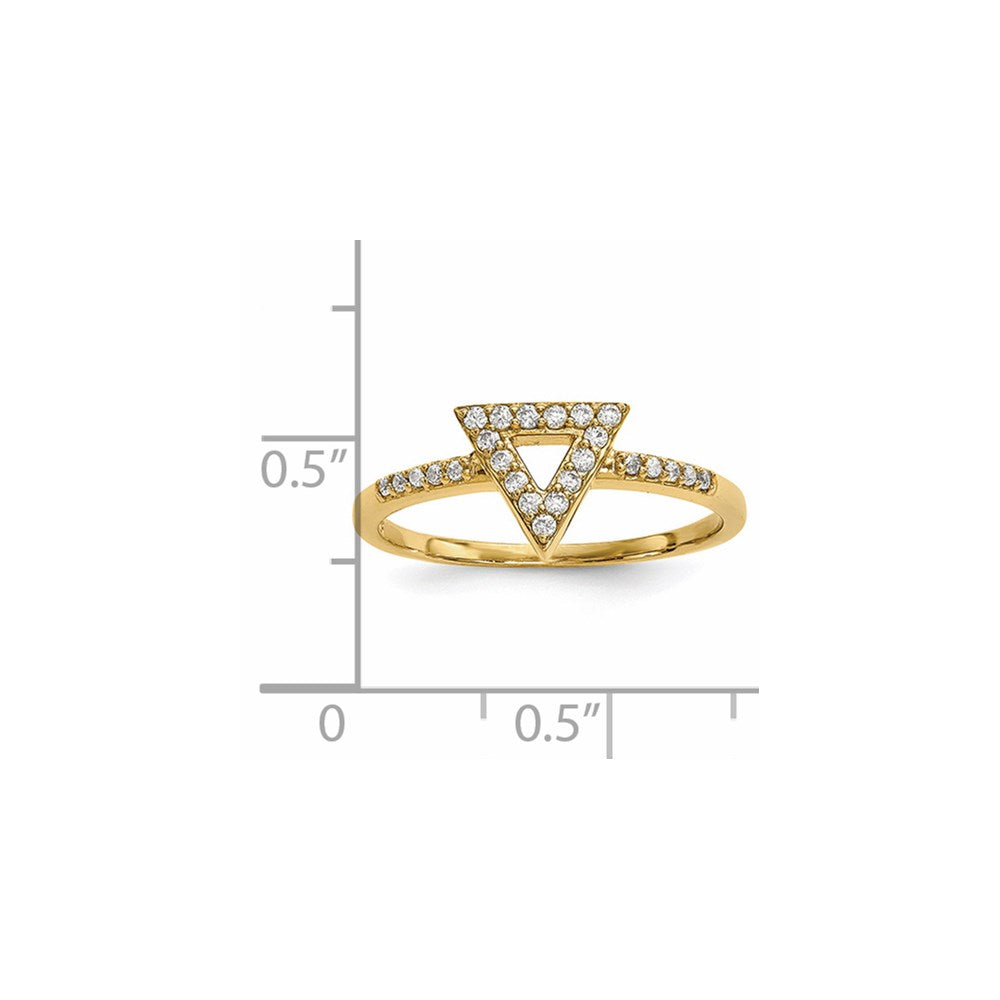 14K Yellow Gold Real Diamond Triangle Ring