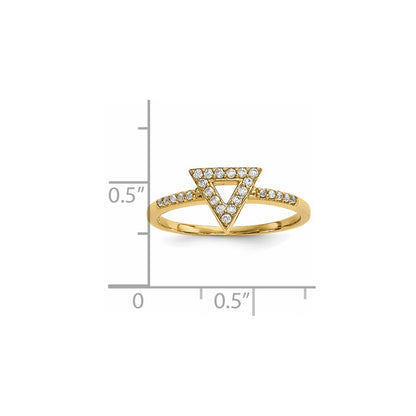 14K Yellow Gold Real Diamond Triangle Ring