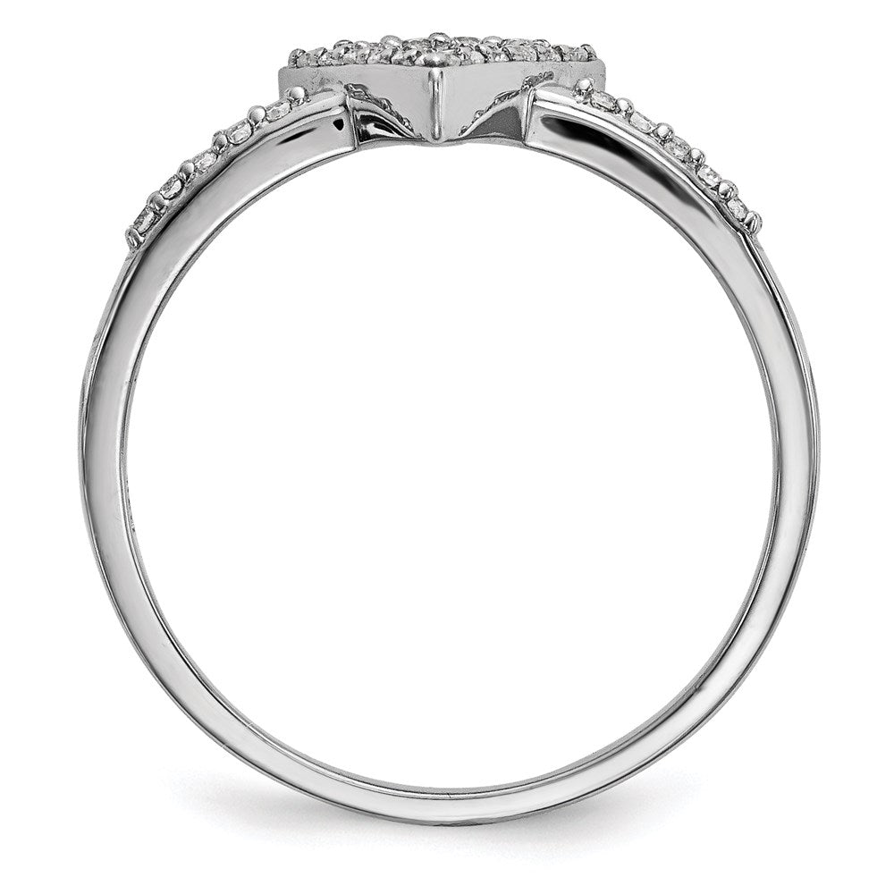14k White Gold Real Diamond Triangle Ring