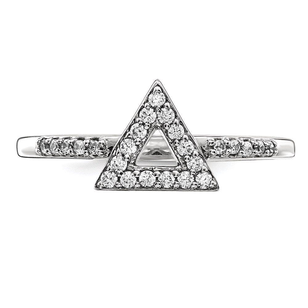 14k White Gold Real Diamond Triangle Ring