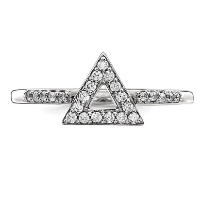 14k White Gold Real Diamond Triangle Ring