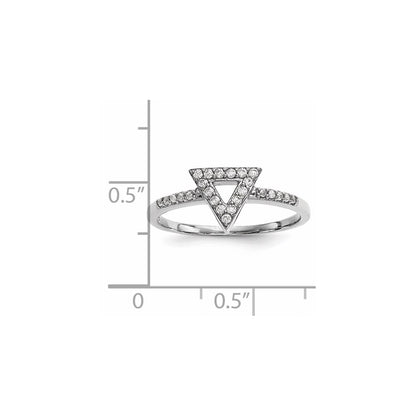 14k White Gold Real Diamond Triangle Ring