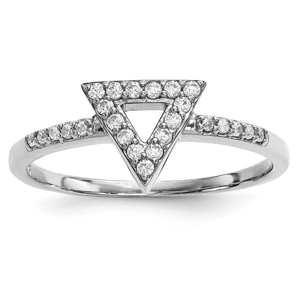 14k White Gold Real Diamond Triangle Ring