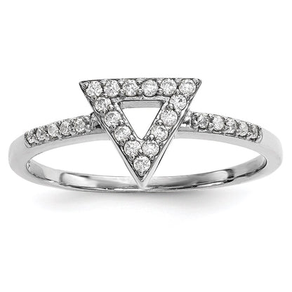 14k White Gold Real Diamond Triangle Ring