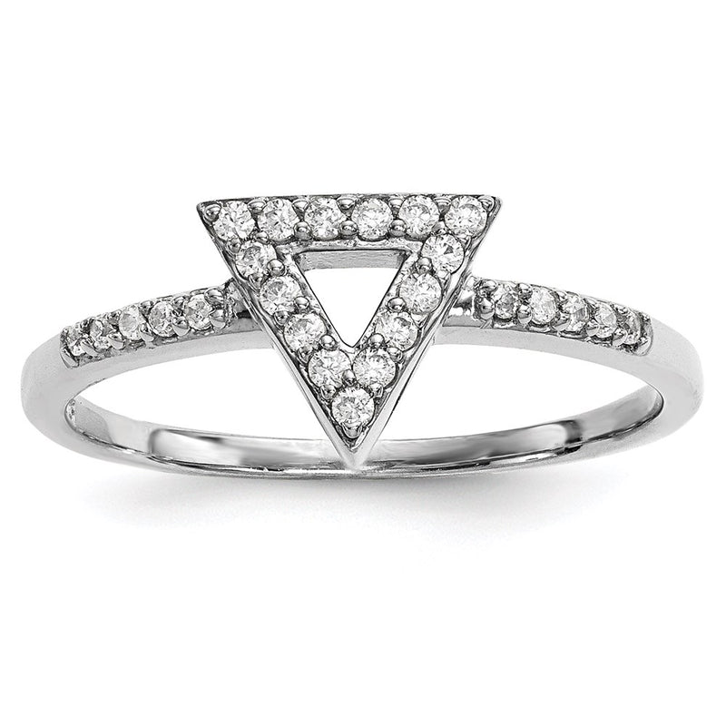 14k White Gold Real Diamond Triangle Ring