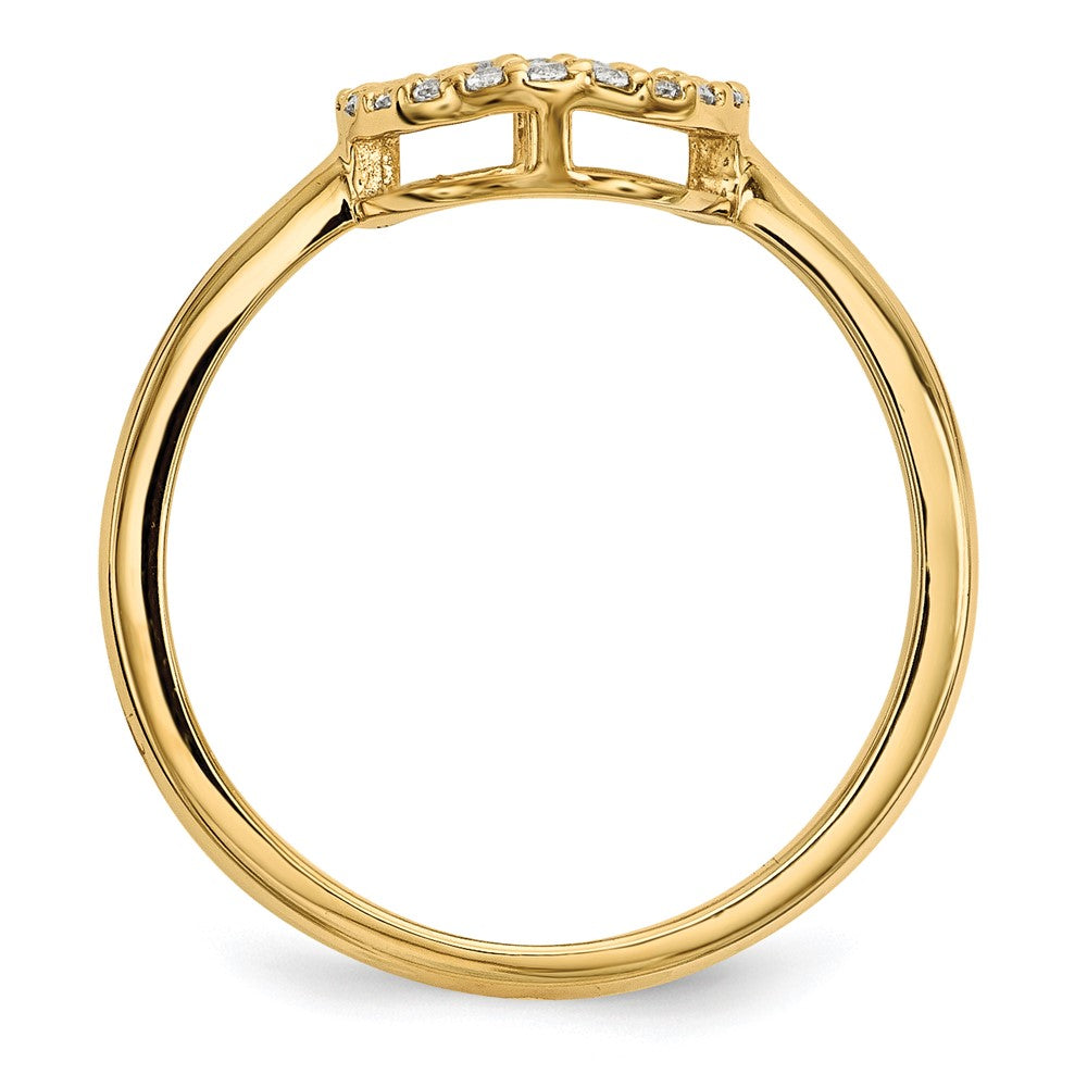 14K Yellow Gold Real Diamond Open Circle Ring